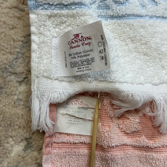 Vintage Cannon Fringe Bathroom Bath & Hand Towels Set of 2 - Picture 8 of 8